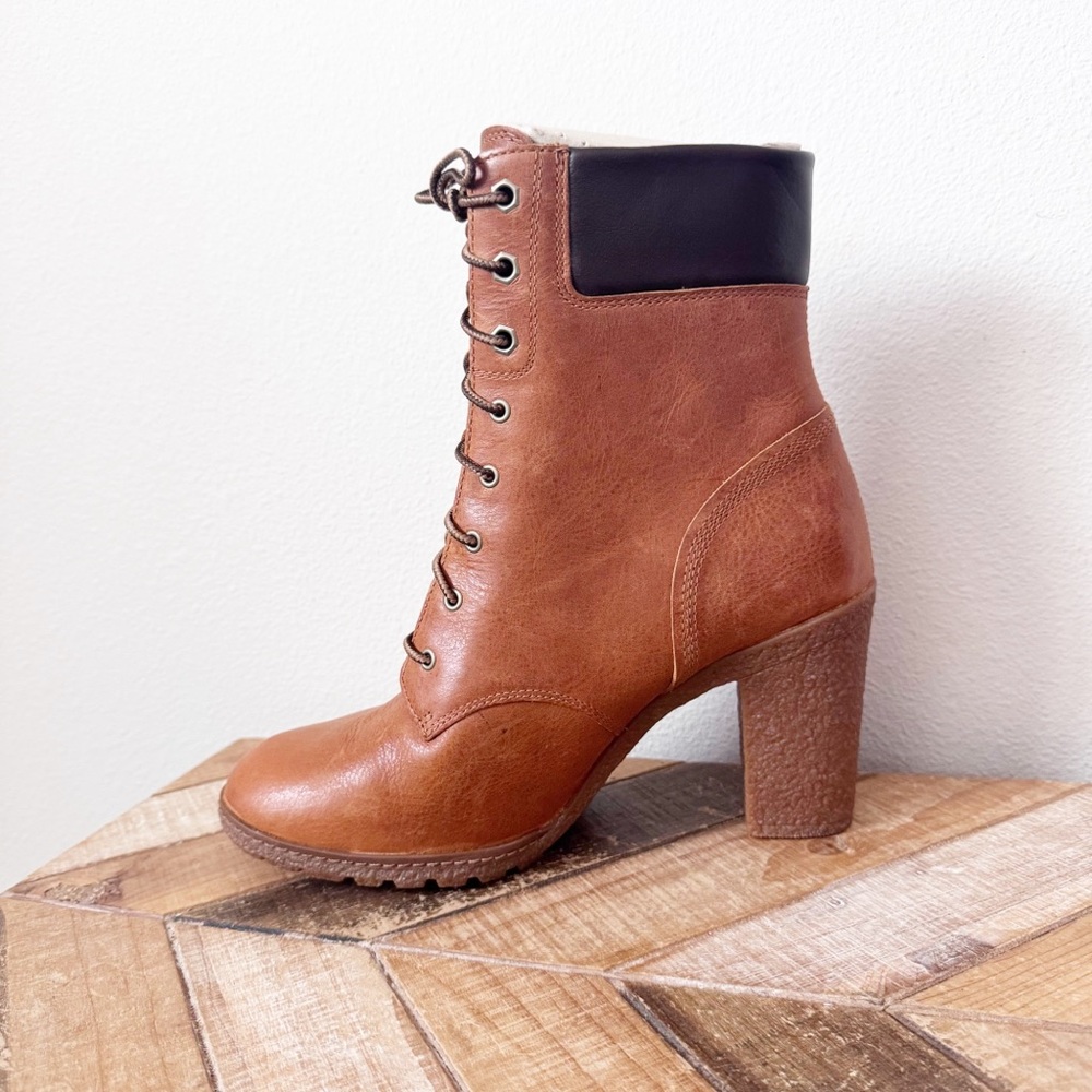 Timberland Glancy Tan Leather Heeled Boots - Picture 4 of 12